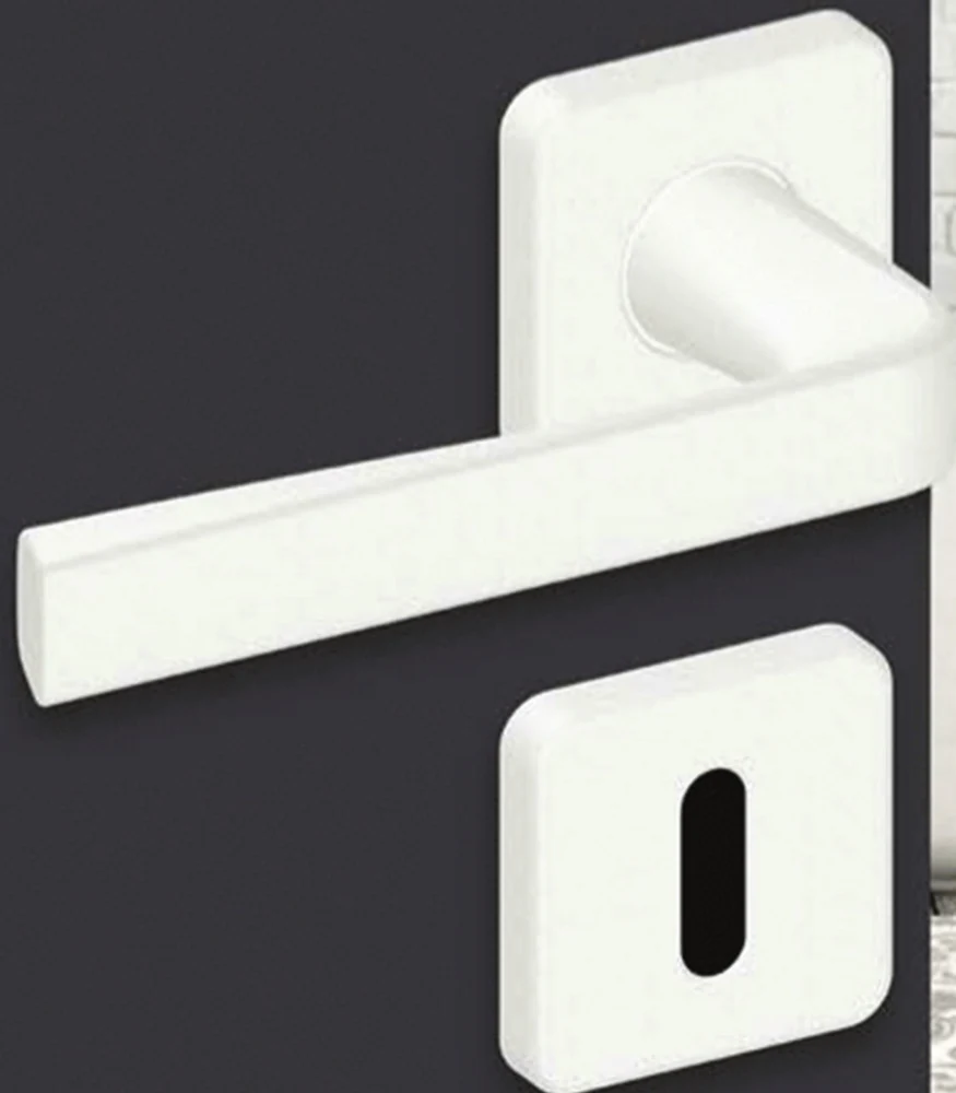 Poignée de porte design sur rosace carrée